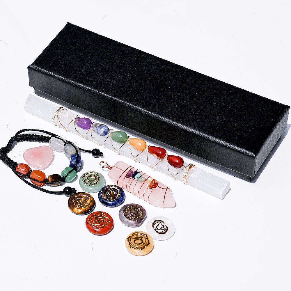 Chakra Crystal Gift Set — One Piece or the Whole Collection - Complete Set with Gift BoxTibet Art