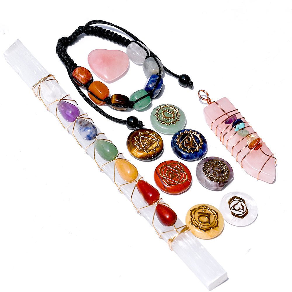 Chakra Crystal Gift Set — One Piece or the Whole Collection - Complete Set with Gift BoxTibet Art
