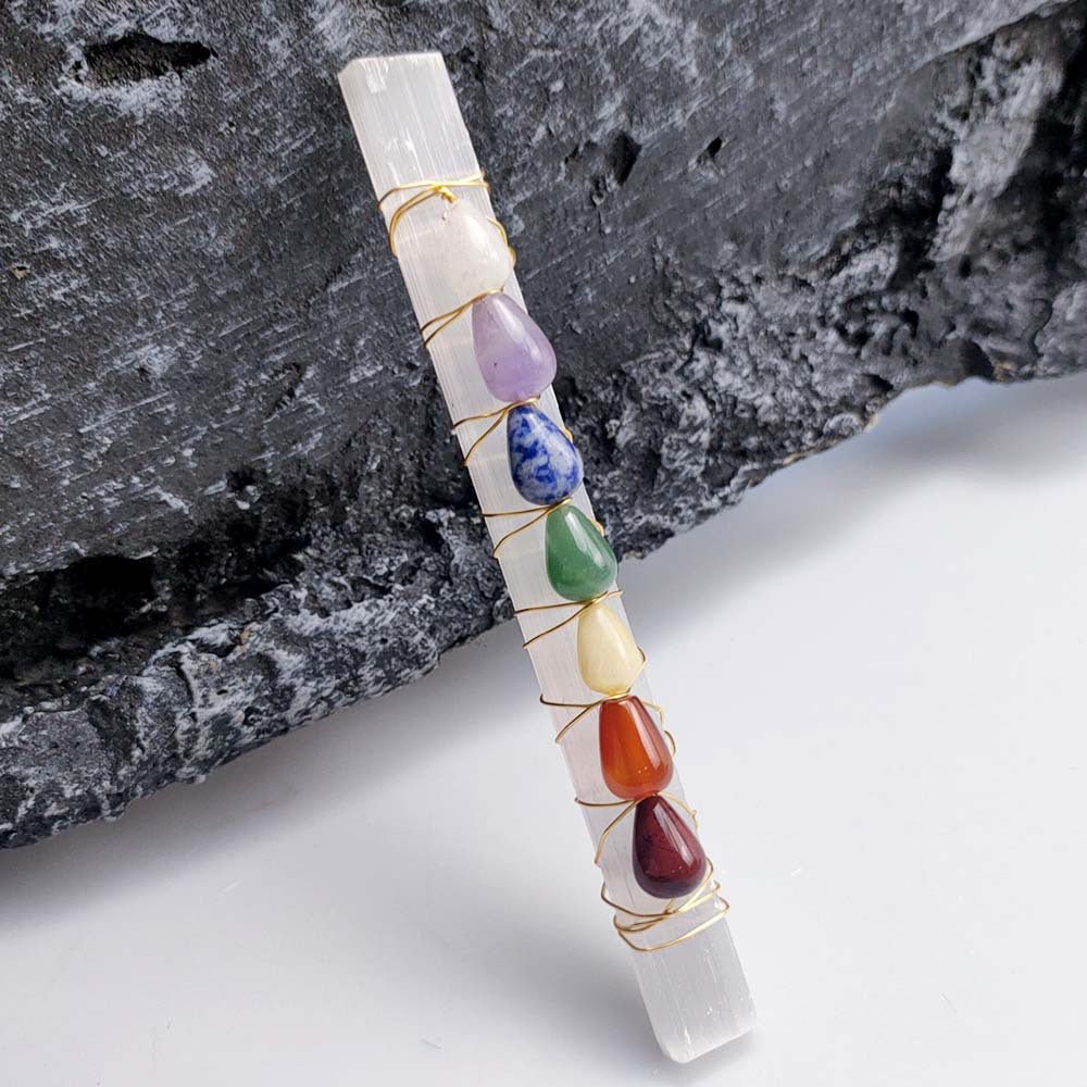 Chakra Crystal Gift Set — One Piece or the Whole Collection - Selenite Chakra WandTibet Art