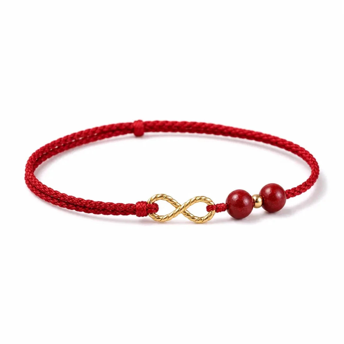 Red Rope Cinnabar Bead Bracelet — Knotted Lucky Charm for Prosperity & Protection Tibet Art