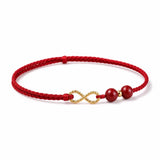 Red Rope Cinnabar Bead Bracelet — Knotted Lucky Charm for Prosperity & Protection Tibet Art