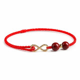 Red Rope Cinnabar Bead Bracelet — Knotted Lucky Charm for Prosperity & Protection Tibet Art