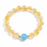 Yellow Citrine Pixiu Bracelet Collection — Natural Asai Crystal Charms For Wealth & Protection - 10mm AquamarineTibet Art