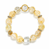 Yellow Citrine Pixiu Bracelet Collection — Natural Asai Crystal Charms For Wealth & Protection - Clear Quartz FangtangTibet Art