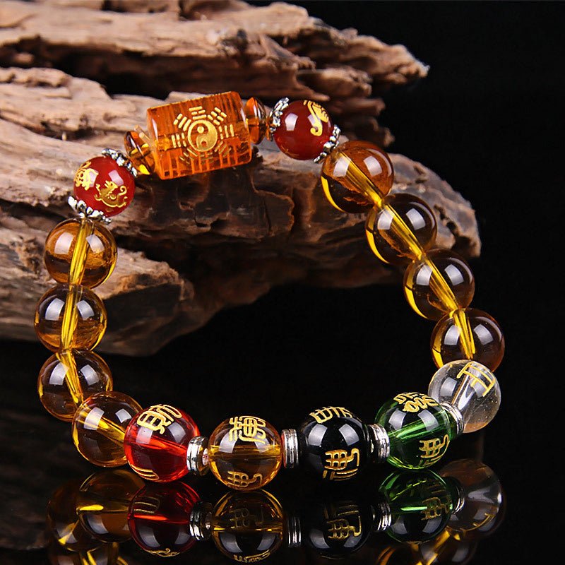 Citrine bracelet - God of Wealth & 5 Jambhala - Tibet Art