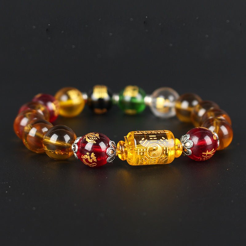 Citrine bracelet - God of Wealth & 5 Jambhala - Tibet Art