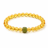 Putuo Mountain Citrine Luck Bracelet — Natural Crystal With Jade & Cinnabar Bead Options Tibet Art