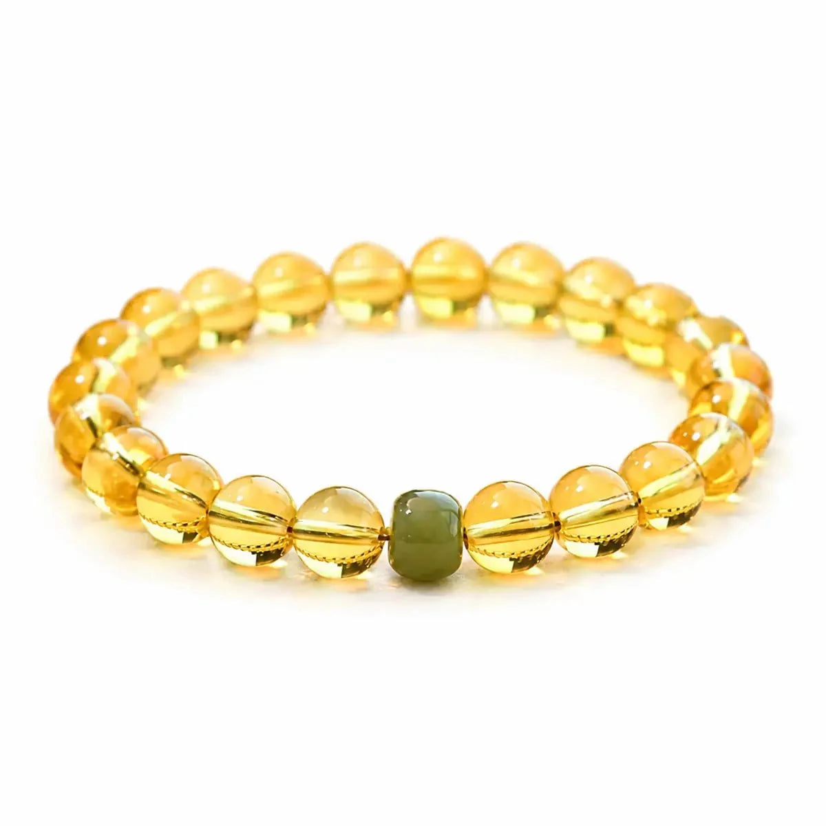Putuo Mountain Citrine Luck Bracelet — Natural Crystal With Jade & Cinnabar Bead Options Tibet Art
