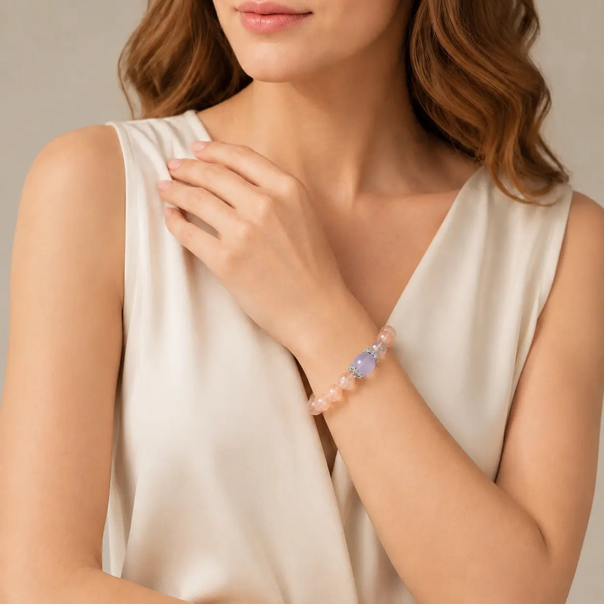 Citrine & Lavender Focal Bracelet - 10mm