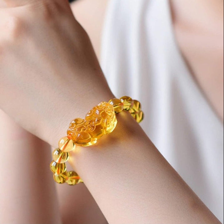 Citrine Bracelet - Feng Shui Wealth Pixiu - Tibet Art