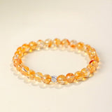 Crushed Silver & Citrine Bead Bracelet — Sparkle Chain With Yellow Tower Crystal - Yellow Tower CitrineTibet Art