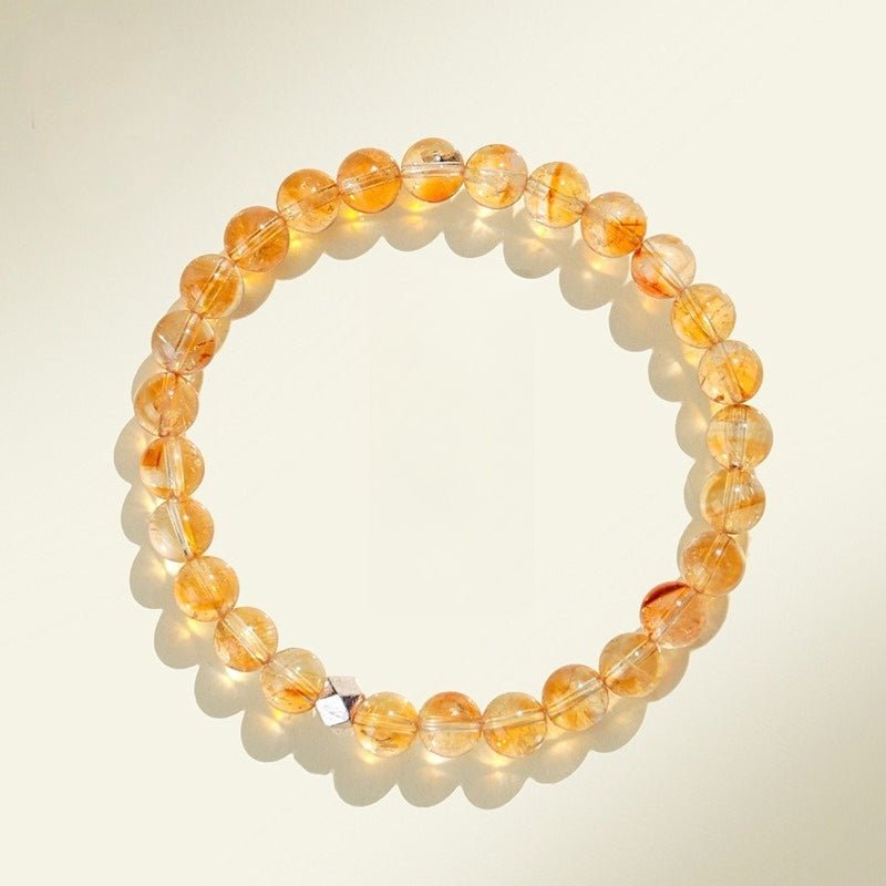 Crushed Silver & Citrine Bead Bracelet — Sparkle Chain With Yellow Tower Crystal - Yellow Tower CitrineTibet Art
