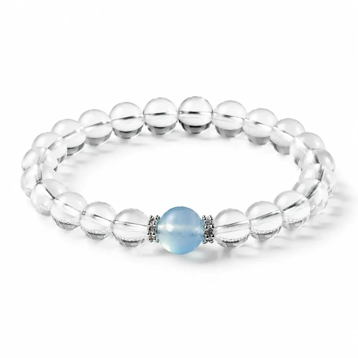Clear Quartz & Aquamarine Bead Bracelet — Cool Stones for a Clear Head Tibet Art