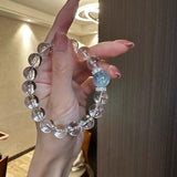Clear Quartz & Aquamarine Bead Bracelet — Cool Stones for a Clear Head - 8mm BeadsTibet Art