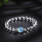 Clear Quartz & Aquamarine Bead Bracelet — Cool Stones for a Clear Head - 8mm BeadsTibet Art