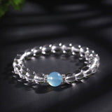 Clear Quartz & Aquamarine Bead Bracelet — Cool Stones for a Clear Head - 8mm BeadsTibet Art