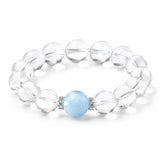 Clear Quartz & Aquamarine Bead Bracelet — Cool Stones for a Clear Head - 10mm BeadsTibet Art