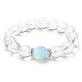 Clear Quartz & Aquamarine Bead Bracelet — Cool Stones for a Clear Head - 12mm BeadsTibet Art