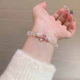 White Quartz & Star Rose Quartz Bead Bracelet — Soft - Tone Natural Crystal Stack - Tibet Art
