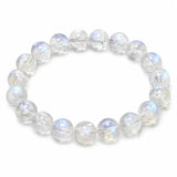 Natural Moonstone Bead Bracelet — Blue, Pink, White & Silver, 5A Grade Tibet Art