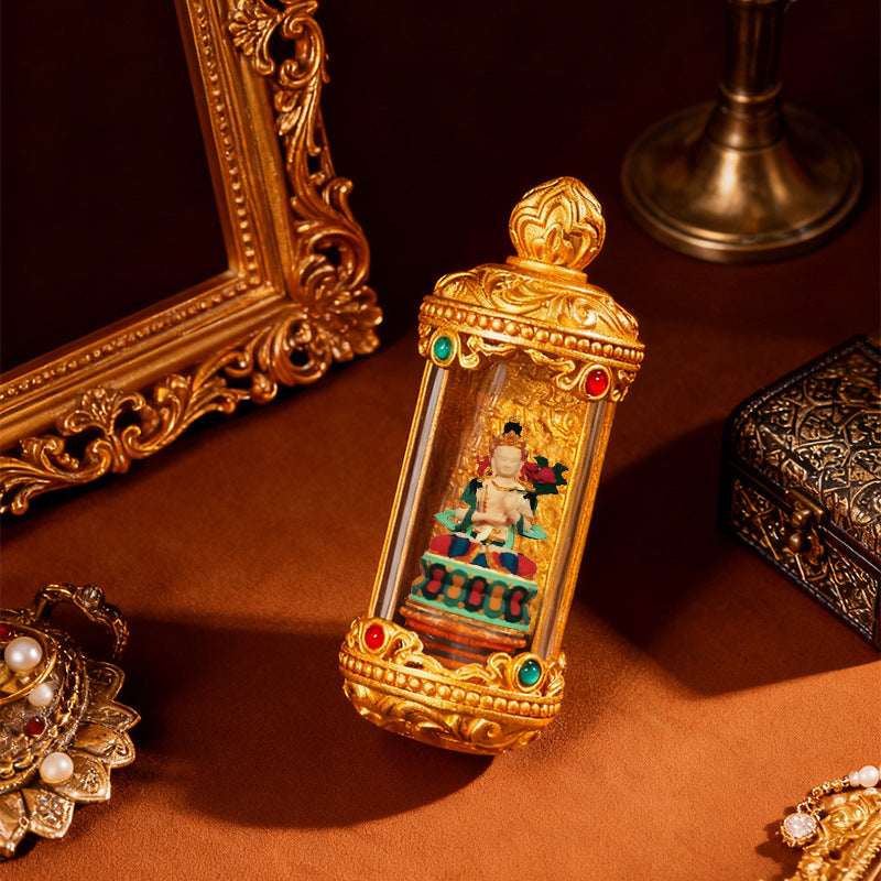Tibetan Thangka Guardian Deity Pendant — Hand-Painted Tsa-Tsa Amulet for Your Birth Year Tibet Art
