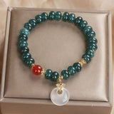 Blue Jade Peace Buckle Bracelet — Round or Flat Beads, One Meaning - Flat Counting BeadsTibet Art