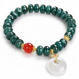 Blue Jade Peace Buckle Bracelet — Round or Flat Beads, One Meaning - Flat Counting BeadsTibet Art