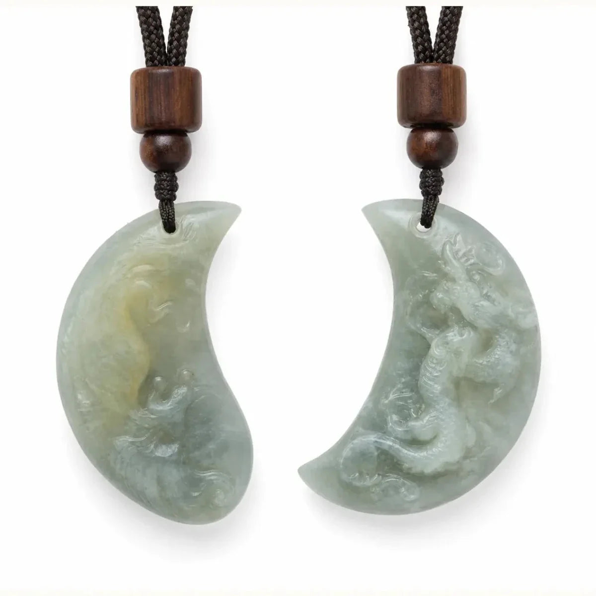 Dragon & Phoenix Jade Pendant — Paired Symbol of Harmony & Eternal Bond Tibet Art