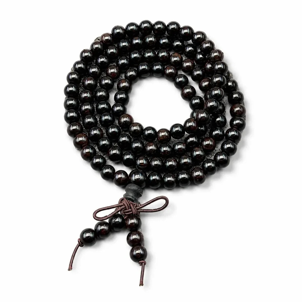 Multi-Wood 108-Bead Mala Bracelet — Natural Wood Prayer Beads for Daily Wear & Meditation - Ebony 6mmTibet Art