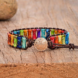 Bamboo Knot Emperor Stone Bracelet — Braided Leather Feng Shui Charm - Tibet Art