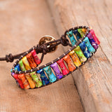 Bamboo Knot Emperor Stone Bracelet — Braided Leather Feng Shui Charm - Tibet Art