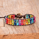 Bamboo Knot Emperor Stone Bracelet — Braided Leather Feng Shui Charm - Tibet Art