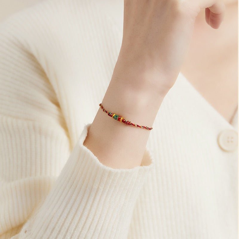 Koi Fish Lucky Bracelet — Woven Red String Dragon Boat Festival Charm - Black Koi — StandardTibet Art
