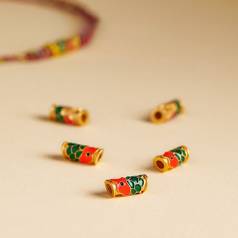 Koi Fish Lucky Bracelet — Woven Red String Dragon Boat Festival Charm - Black Koi — StandardTibet Art