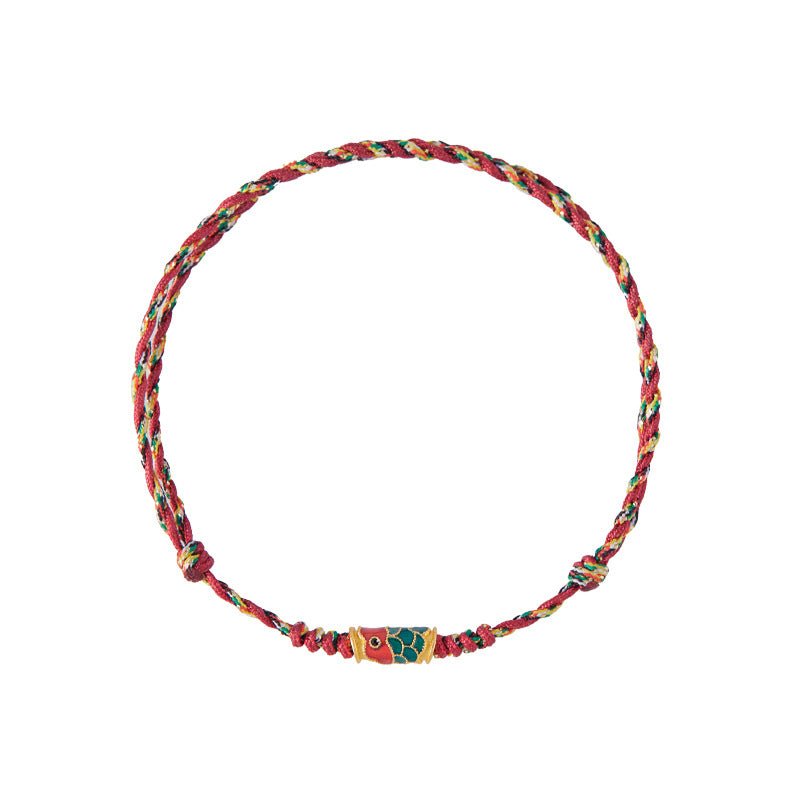 Koi Fish Lucky Bracelet — Woven Red String Dragon Boat Festival Charm - Black Koi — StandardTibet Art