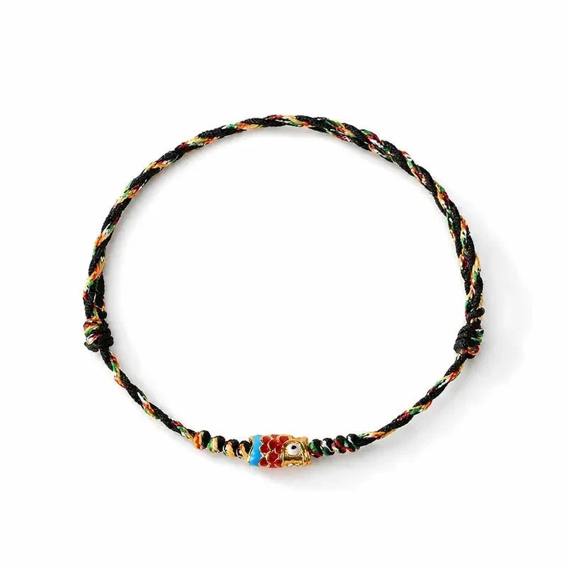 Koi Fish Lucky Bracelet — Woven Red String Dragon Boat Festival Charm Tibet Art