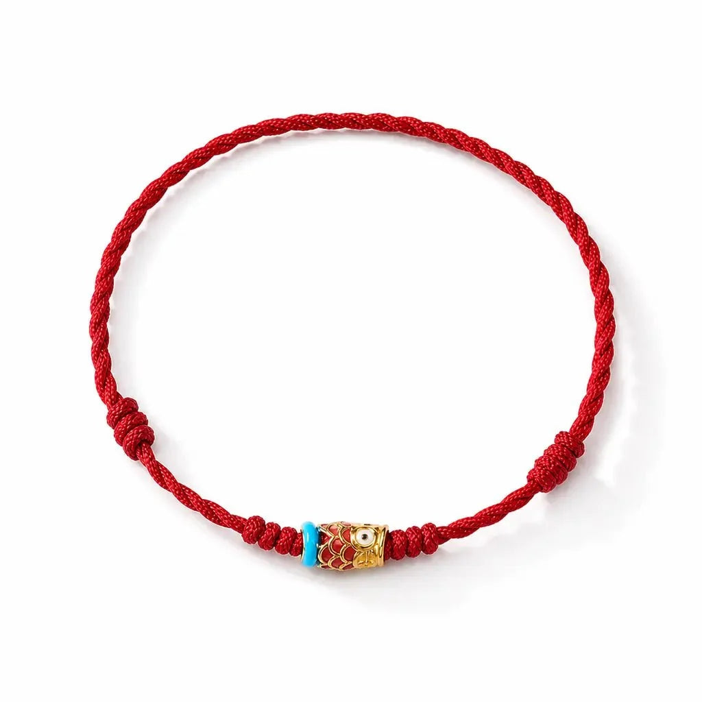 Koi Fish Lucky Bracelet — Woven Red String Dragon Boat Festival Charm Tibet Art