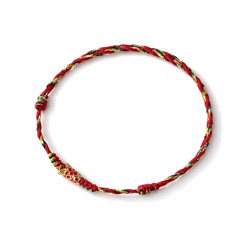Koi Fish Lucky Bracelet — Woven Red String Dragon Boat Festival Charm Tibet Art