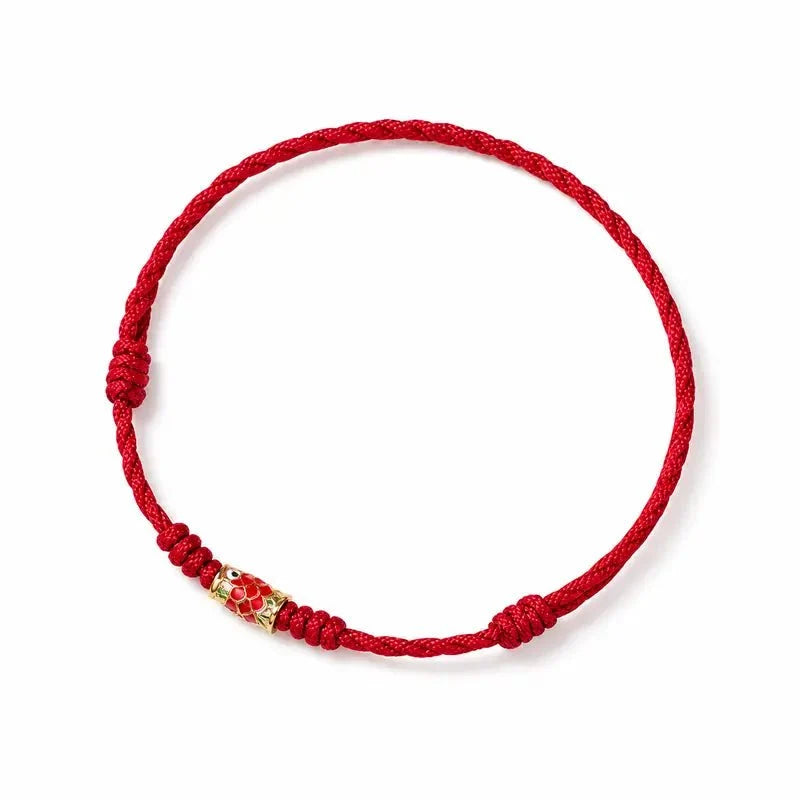 Koi Fish Lucky Bracelet — Woven Red String Dragon Boat Festival Charm Tibet Art