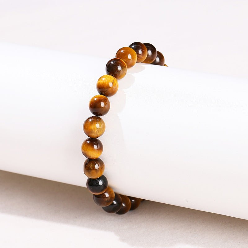 Natural Tiger Eye Bead Bracelet — 5 Grades From 1A to 5A, Plus Diamond-Cut Faceted - 5A Natural Yellow Tiger Eye6mmTibet Art