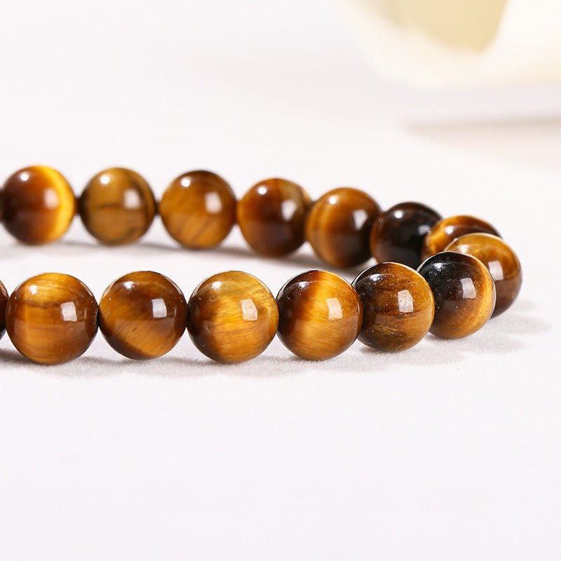 Natural Tiger Eye Bead Bracelet — 5 Grades From 1A to 5A, Plus Diamond-Cut Faceted - 3A Natural Yellow Tiger Eye6mmTibet Art