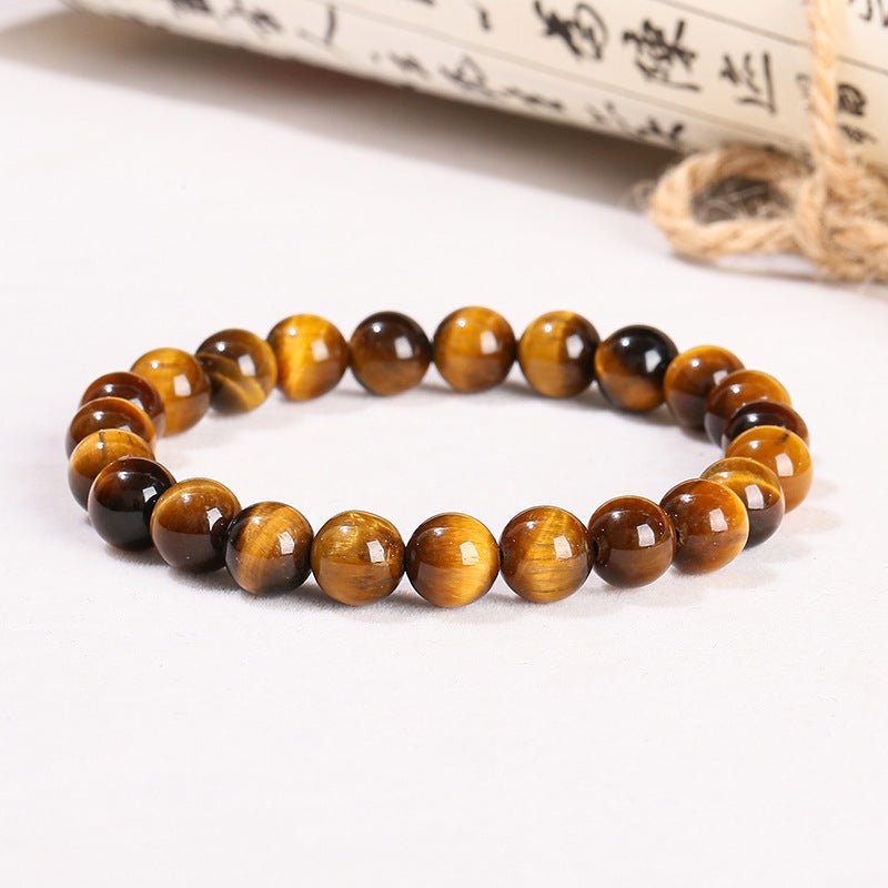 Natural Tiger Eye Bead Bracelet — 5 Grades From 1A to 5A, Plus Diamond-Cut Faceted - 5A Natural Yellow Tiger Eye6mmTibet Art