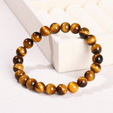 Natural Tiger Eye Bead Bracelet — 5 Grades From 1A to 5A, Plus Diamond-Cut Faceted - 5A Natural Yellow Tiger Eye6mmTibet Art