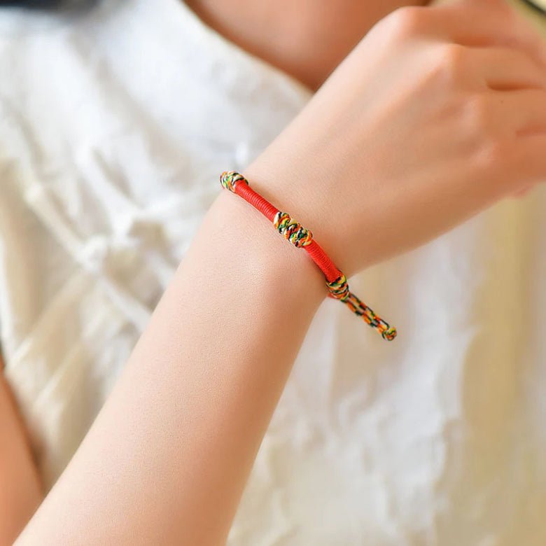 Red String Bracelet - Tibetan Five-Colored Vajra Knots - Tibet Art