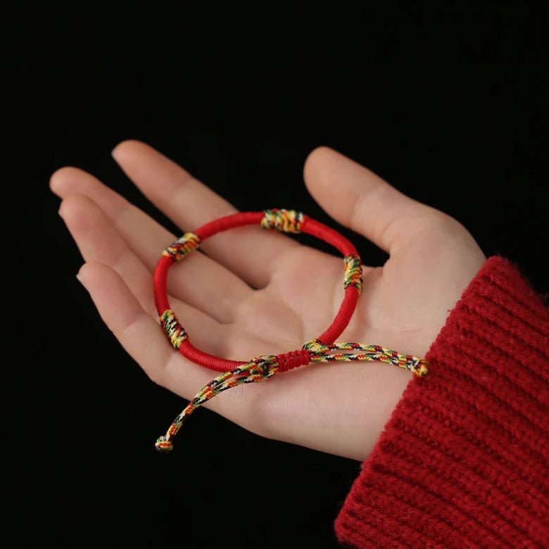 Red String Bracelet - Tibetan Five-Colored Vajra Knots - Tibet Art