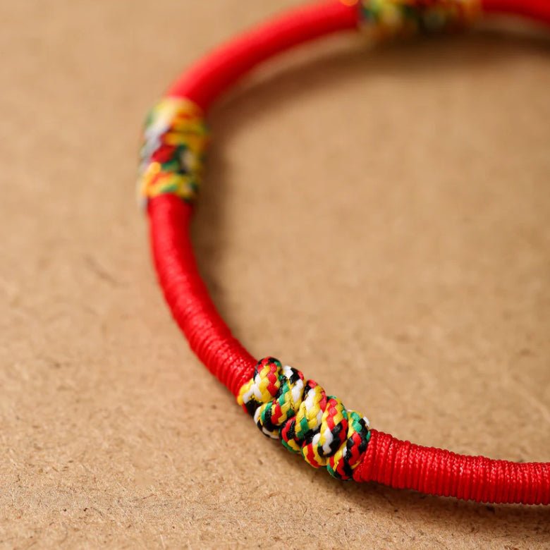 Red String Bracelet - Tibetan Five-Colored Vajra Knots - Tibet Art