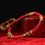 Red String Bracelet - Tibetan Five-Colored Vajra Knots - Tibet Art