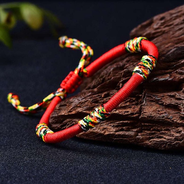 Red String Bracelet - Tibetan Five-Colored Vajra Knots - Tibet Art