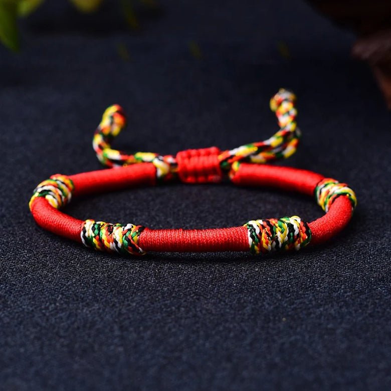 Red String Bracelet - Tibetan Five-Colored Vajra Knots - Tibet Art