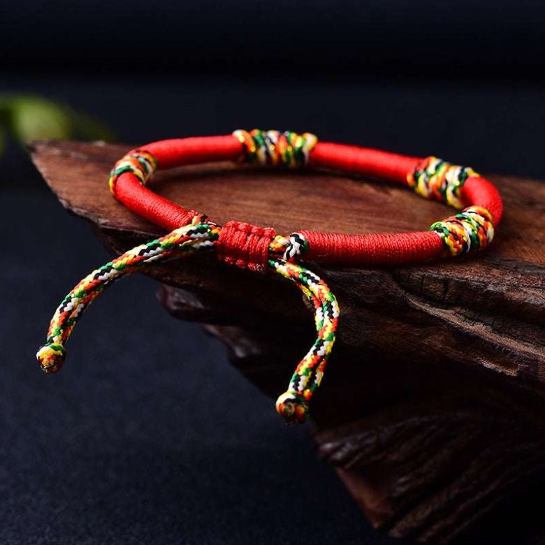 Red String Bracelet - Tibetan Five-Colored Vajra Knots - Tibet Art